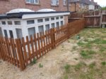 Givining a fence a nice coat of stain to give it a longer life in the outdoors. I get called in a lot to finish off or fix work by other trades that leave them in a mess.